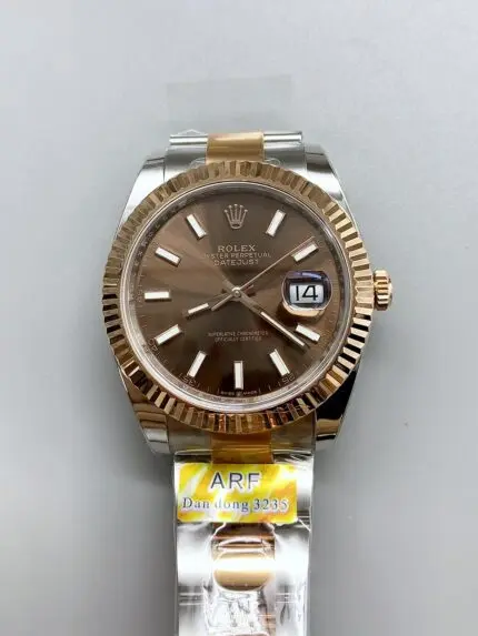 Rolex Datejust 41MM Two Tone Rose Gold Plating Brown Dial Watch(1:1Super Clone )