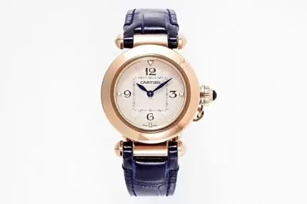 Cartier Pasha de Cartier Ladies Watch Rose Gold Blue Leather