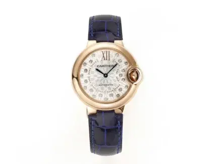 Cartier Ballon Bleu WJBB0080 Rose Gold Blue Leather