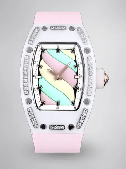 Swiss Replica Richard Mille RM 07-01 Bonbon Collection Pink Marshmallow – Diamond Ceramic Case, Ladies Luxury Watch