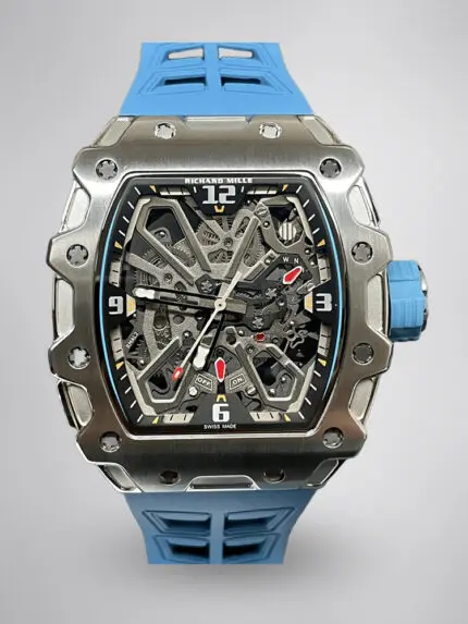 Luxury Replica Richard Mille RM 35-03 Rafael Nadal Skeleton Dial Blue Strap Watch For Men