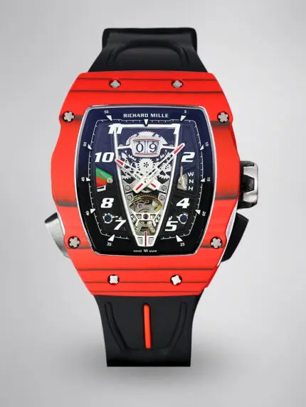 Luxury Sport Replica Richard Mille RM 40-01 Red Carbon Fiber Case Watch With Black Rubber Strap
