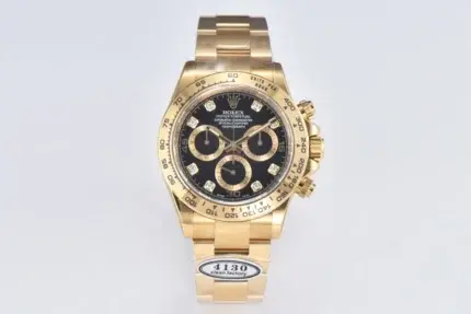 Rolex Daytona Watch – Black Enamel Dial with Moissanite Stones