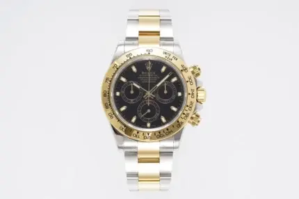 Rolex Daytona 4130 – Two-Tone Gold/Steel, Black Dial, Luxury Chronograph
