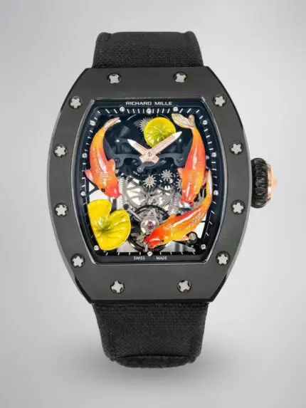 Swiss RICHARD MILLE RM S10 Replica – Koi Tourbillon, Black Steel Case, Sport Style