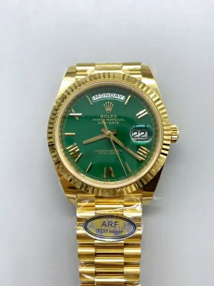 1:1 super clone Day Date Rolex Weekly Journal 18K Yellow Gold Plated counter weight