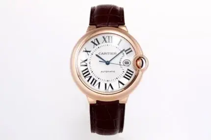 Cartier Ballon Bleu 42mm Rose Gold Brown Leather
