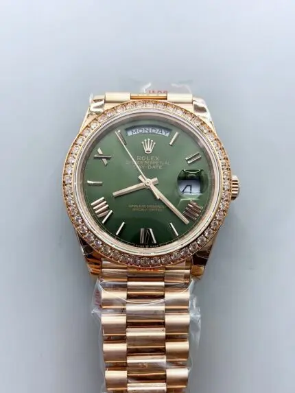 Rolex Day Date Presidential 18K Rose Gold Watch 40MM – Olive Green Dial(1:1Super Clone）