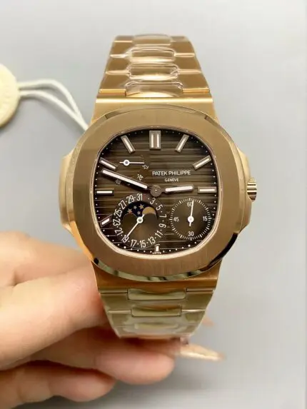 Patek Philippe Nautilus 5712/R Brown Dial Gold Strap(1:1Super Clone)