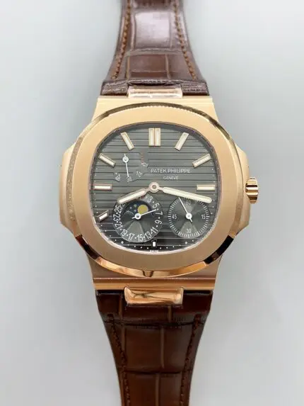 Patek Philippe Nautilus 5712/R Grey Dial Leather Strap(1:1Super Clone)
